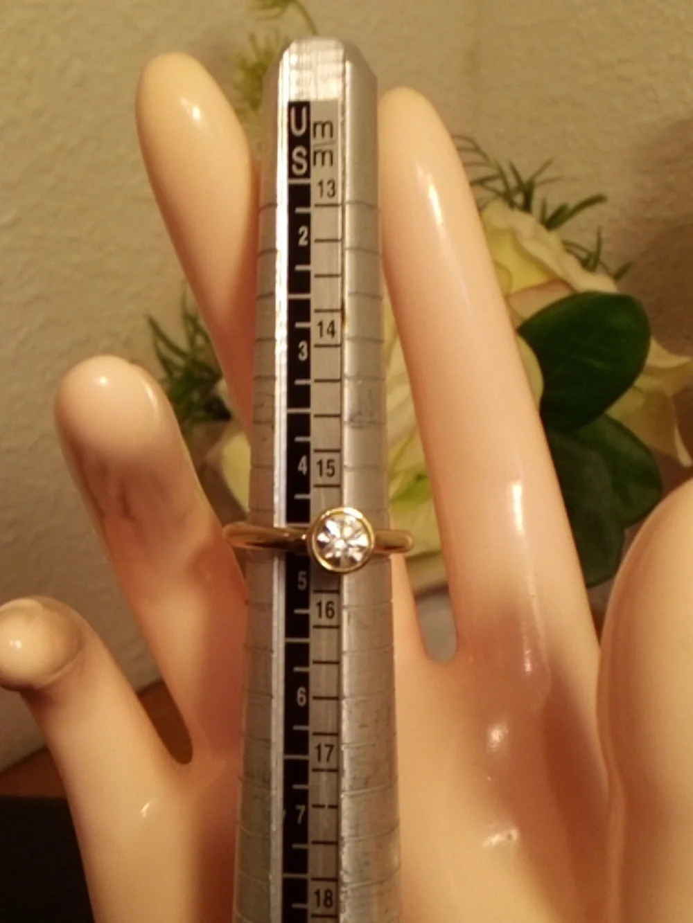 Classic Gold Solitaire Ring with Clear Stone - Women Jewelry